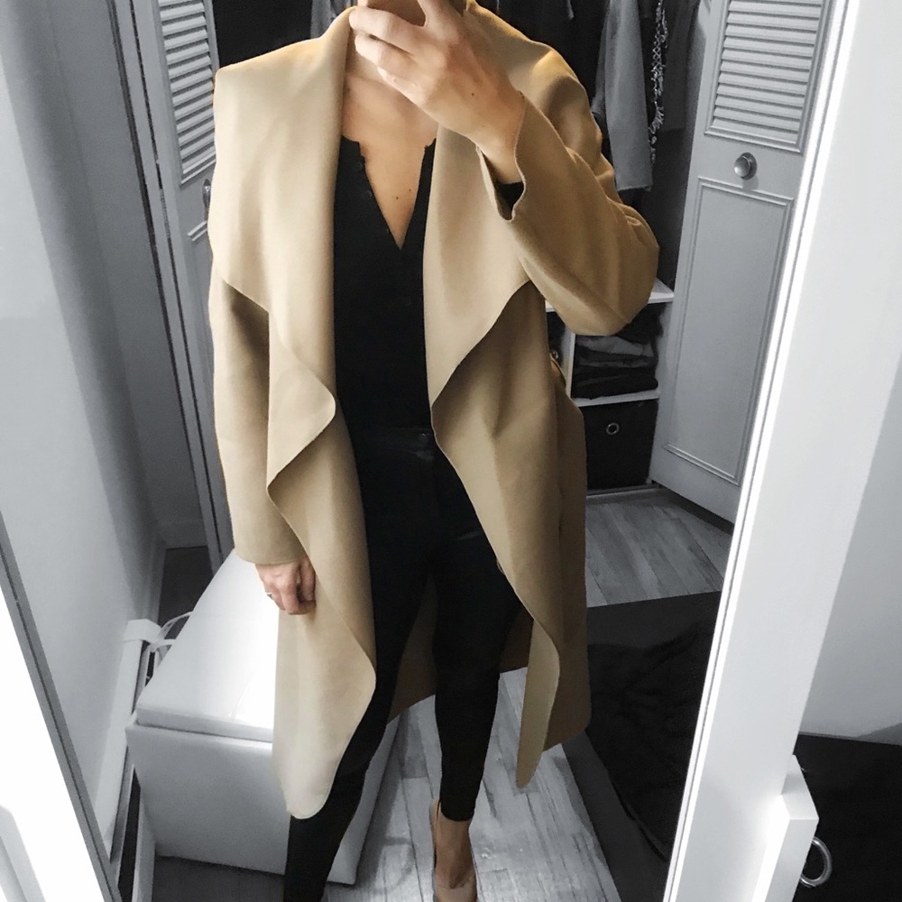 LAST 1 • Camel / Tan Oversized Waterfall Belt Coat - Picture 2 of 5